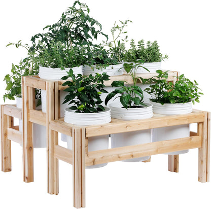 Greenes Fence Two-Tiers Nine Bucket Elevated Cedar Wood Garden Frame, 43 in. x 43 in. x 30 in. - Made in USA with North American Cedar