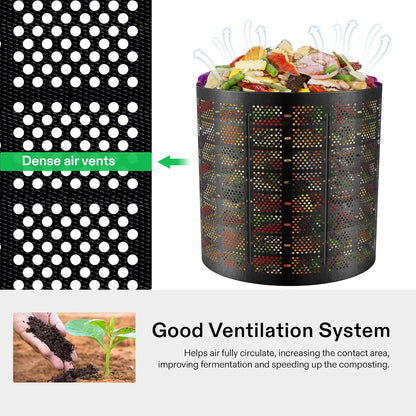 VIVOSUN 300 Gallon Outdoor Compost Bin, Expandable Composter, Easy to Setup & Large Capacity for Backyard, Lawn (Black with Gloves)