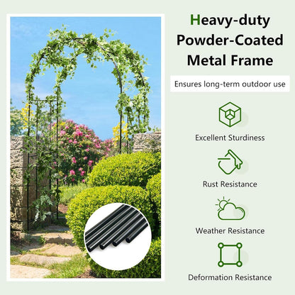 Giantex Garden Arch Trellis - 7.2FT Metal Arbor for Garden Entryway Climbing Plants Rose, 4 Stakes, Outdoor Wedding Archway Pergola for Ceremony Bridal Party Decoration (Arch)