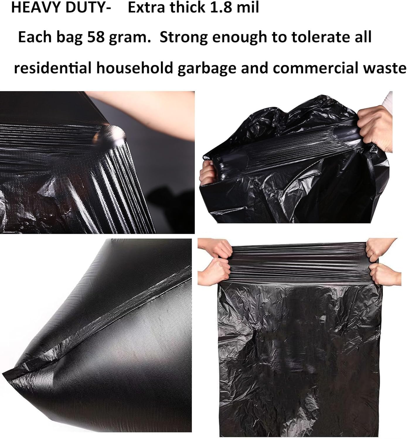 65 Gallon Trash Bags 1.8 Mil -50''x55'' Pack of 50 Thick Large Heavy Duty Multi-Use Garbage Bags Extra Large Strong Trash Can Liners for Office, Picnic,Kitchen, Bulk Bags (65 Gallon 50 Count)