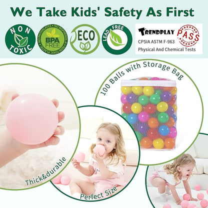 TRENDPLAY Plastic Balls for Ball Pits 2.2 Inch, Pack of 50 100 200 500 Hollow Balls, Perfect for