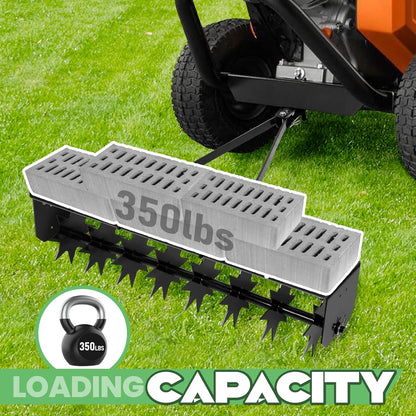35" Tow Behind Aerator, 8 Disk Tractor Friendly Lawn Aerator, Manual and Universal Hitch, for All Soil Types, Perfect for Farm Planting and Rolling Aeration