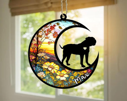 Personalized Dog Memorial, Custom Name American Bulldog Dog Christmas Ornament with Name, Custom Breeds, Pet Loss Light Catcher, Gifts for Lovers Loss of Pet Sympathy on Mothers Day Christmas