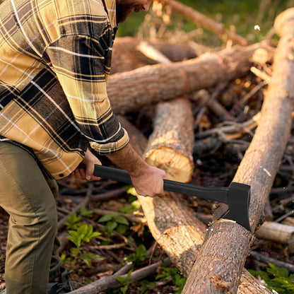 Splitting Axe, 27" Camping Chopping Hatchet for Firewood Splitting, Forged Carbon Steel Heavy Duty Maul, Fiberglass Shock Reduction Handle with Anti-Slip Rubber Grip