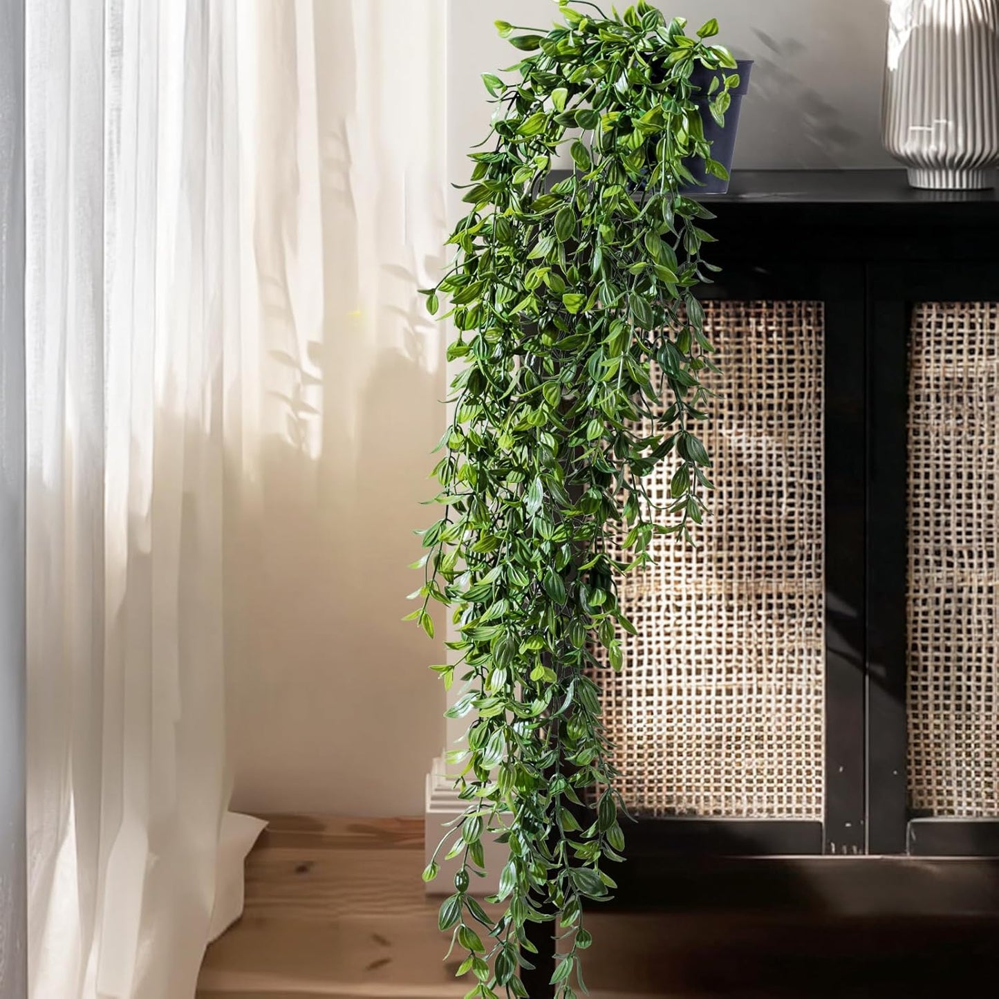 Artificial Hanging Plant 2 Pcs Faux Plant Ivy Vine Faux Eucalyptus Vines Fake Potted Greenery for Wall Living Room Home Shelf Office Bathroom Outdoor Indoor Decor (Type 1)