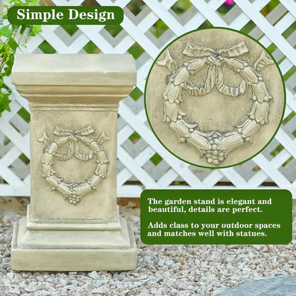 19.57" Tall Garden Pedestal Stand for Statues, Heavy Duty Magnesium Oxide Plant Stand, Weatherproof Outdoor Pedestal for Sculptures, Flower Pots, Decor – Sturdiness Plinth Base Statue Riser