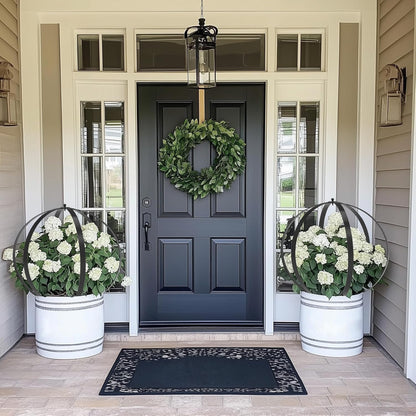 Metal Plant Round Circle Trellis for Climbing Plants, Round Garden Sculpture, Outdoor Potted Planter Trellis Patio Urn Décor & Doorway Accent，25.2"*21.2"-2Pack