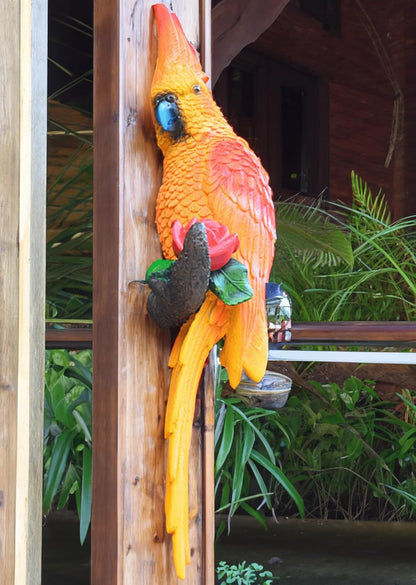 Tropical Hanging Parrot Decor,Real Resin Bird Figurines,Bird Statues,Home Ornament Decor for Tiki Bar,Perfect for Yard Ornaments,Tree Decorations Outdoor,Patio,Lawn,Tree Trunk, Porch