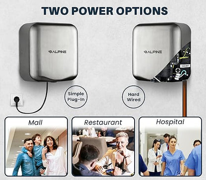 Alpine Industries Hemlock Automatic Hand Dryer - Heavy Duty Stainless Steel | 1800Watts |