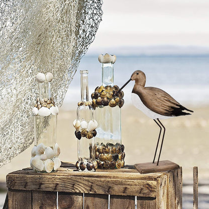 Morning View Wooden Sea Birds Decor Wood Seagull Statue Bird Figurines Seabird Statue Standing Seagulls Decorations Coastal Sculpture Nautical Beach Ocean Home Table Garden Yard Lawn Outdoor 11.5 Inch