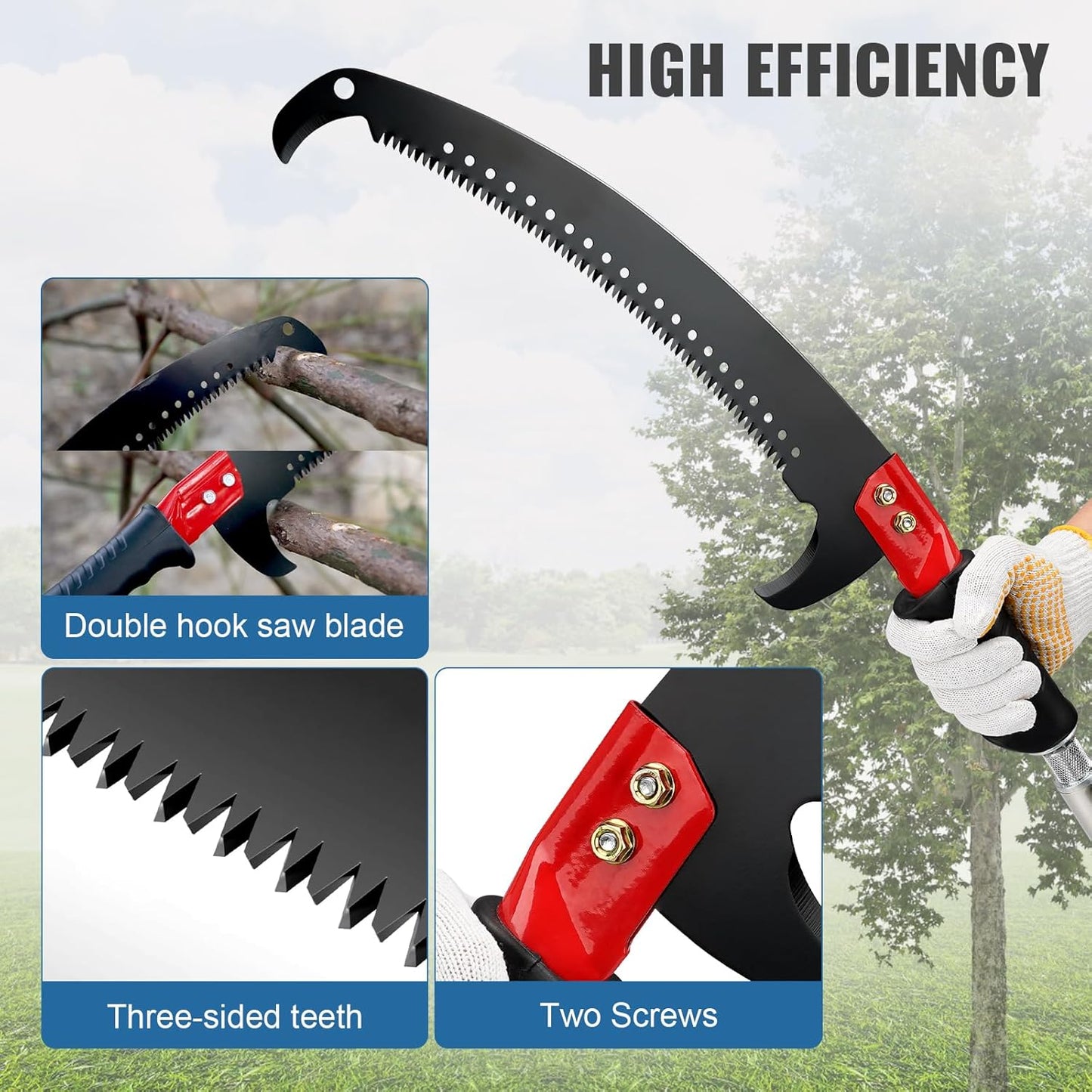 Manual Pole Saw Blade Extendable Tree Pruner, Long Branch Pruner Retractable for Backyard and Garden (Only Saw Blade)