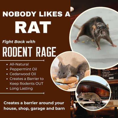 Rodent Rage Rat and Mouse Repellent; All-Natural Rodent Outdoor Barrier; Keeps Rats and Mice Out of Your Spaces