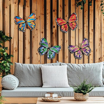HONGLAND Metal Butterfly Wall Decor -Outdoor Fence Wall Art Decor, Hanging Decoration for Indoor Outdoor Garden Yard Living Room Bedroom Patio Balcony, Gift for Mom Dad Friends