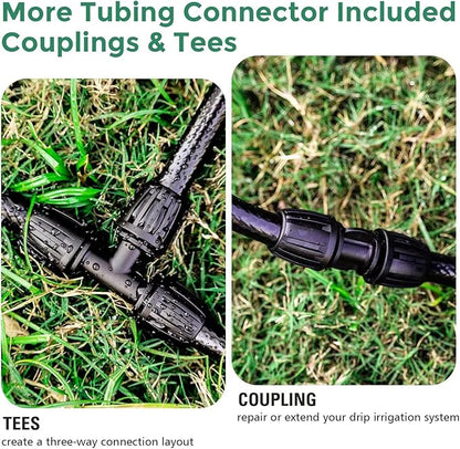 40 FT 1/2 inch Drip Irrigation Tubing Main Line Hose Tube for Garden Irrigation System (Includes 1/2" Straight Connector and 3-Way Connector)
