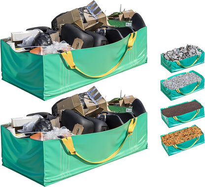 Skywin Dumpster Bag, 2 Pack Foldable and Reusable Trash Bag for Waste Management, Multiple Times Use During Renovations Tear Resistant and Can Hold Up to 3,500 lbs (Green)