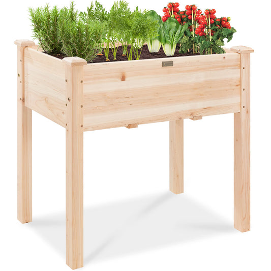 Best Choice Products 34x18x30in Raised Garden Bed, Elevated Wood Planter Box Stand for Kids