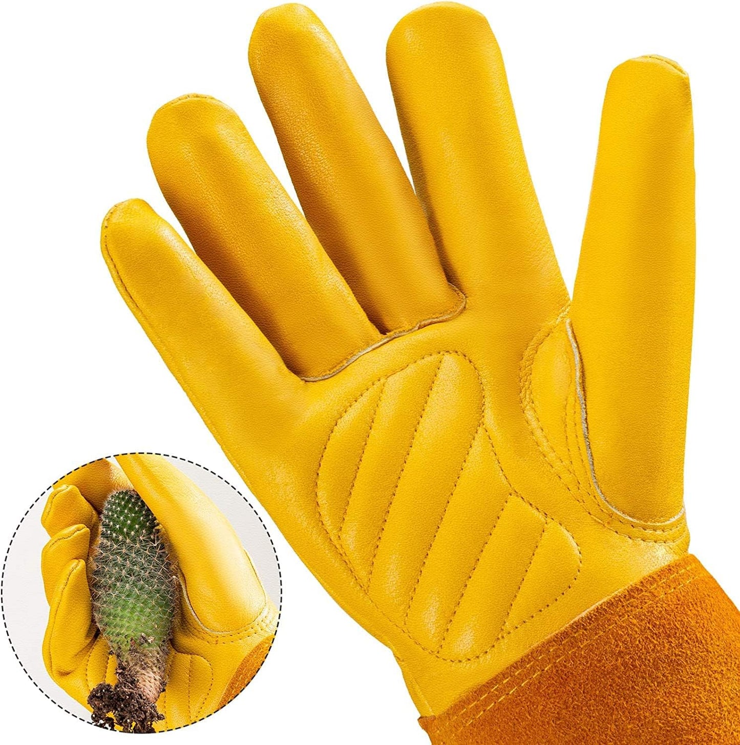Acdyion Gardening Gloves for Women/Men Rose Pruning Thorn & Cut Proof Long Forearm Protection Gauntlet, Resistant Thick Cowhide Leather Work Garden Gloves