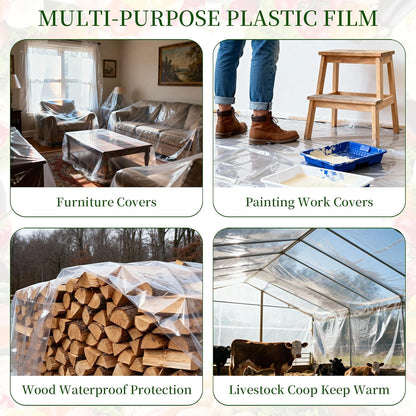 10x35 FT Greenhouse Plastic Sheeting,6 mil Transparent Greenhouse Film, UV Resistant Waterproof Plastic Covering for Winter, Polyethylene Greenhouse Covering for Farm, Garden,Agriculture