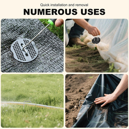 100pcs Garden Stakes Staples+100pcs Gasket, 6Inch 11 Gauge Galvanized Landscape Staples, Lawn Spikes,Heavy Duty Yard Ground Pin for Grass Weed Barrier Sod Fabric,Cover,Fence