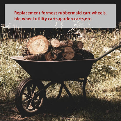 Parts Camp 20" Flat Free Tire Cart Wheels Replacement Rubbermaid Wheelbarrow Wheels Garden Cart Replacement Wheel With 5/8" 3/4" Bearing For Utility Carts/Lawn Cart/Wheelbarrow 2PACK