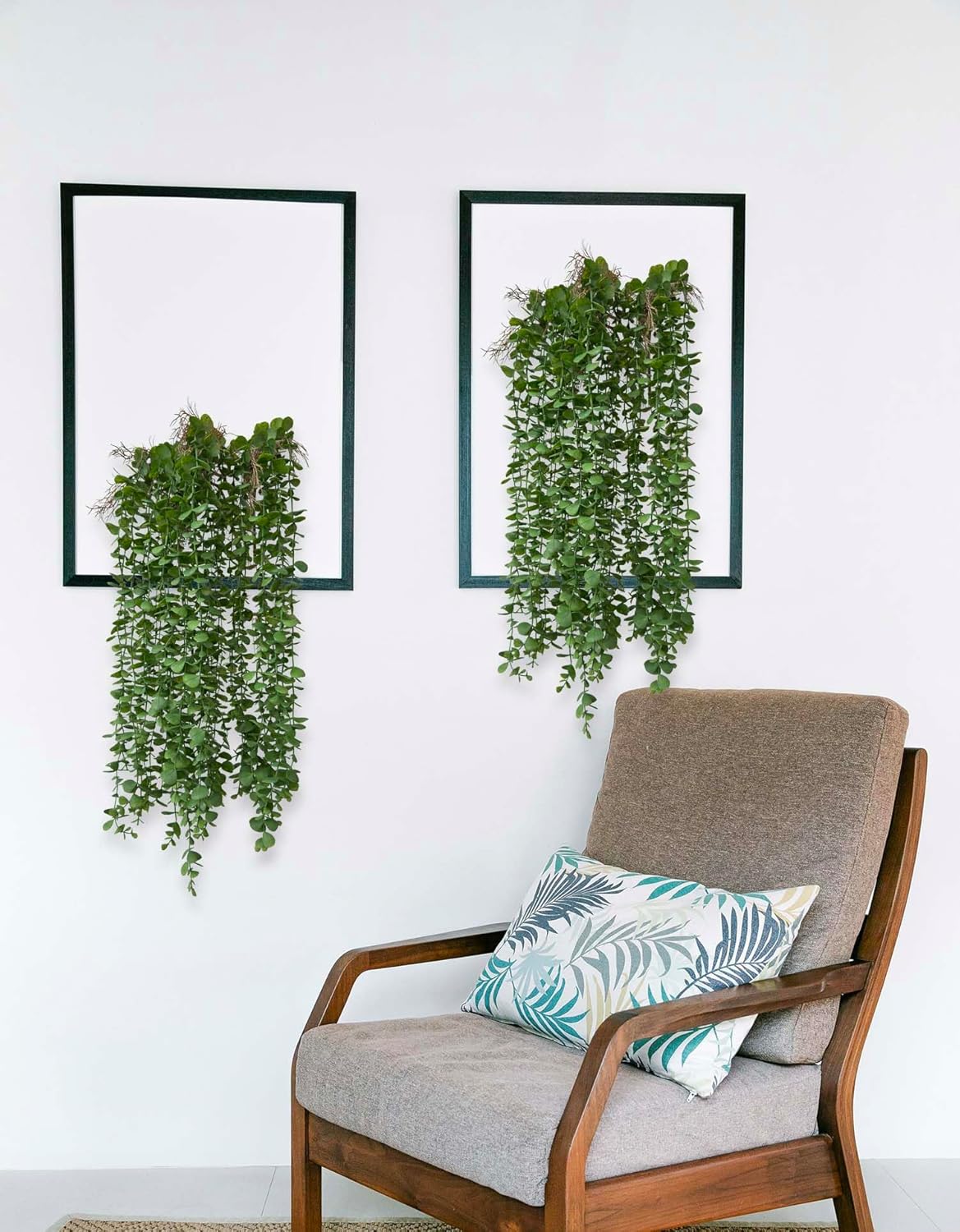 3 Eucalyptus Stems Artificial Hanging Plant, Fake Plastic Hanging Greenery Stems with Roots for Home Farmhouse Wall, Ceiling, Bathroom, Mantle, Outdoors Porch Decorations (3, Eucalyptus)
