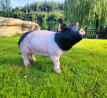 HOUDE Cute Pig Sculpture, 20.08 inches Long, decorates Outdoor Art Gardens, courtyards, lawns, and Indoor Public Spaces Such as Living Rooms and Balconies. (Black)