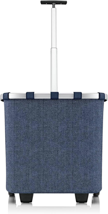 reisenthel carrycruiser Herringbone Dark Blue - Portable Shopping Trolley with Sturdy Aluminum Frame, Shoulder Strap and Removable mesh Inner Bag -Water-Repellent
