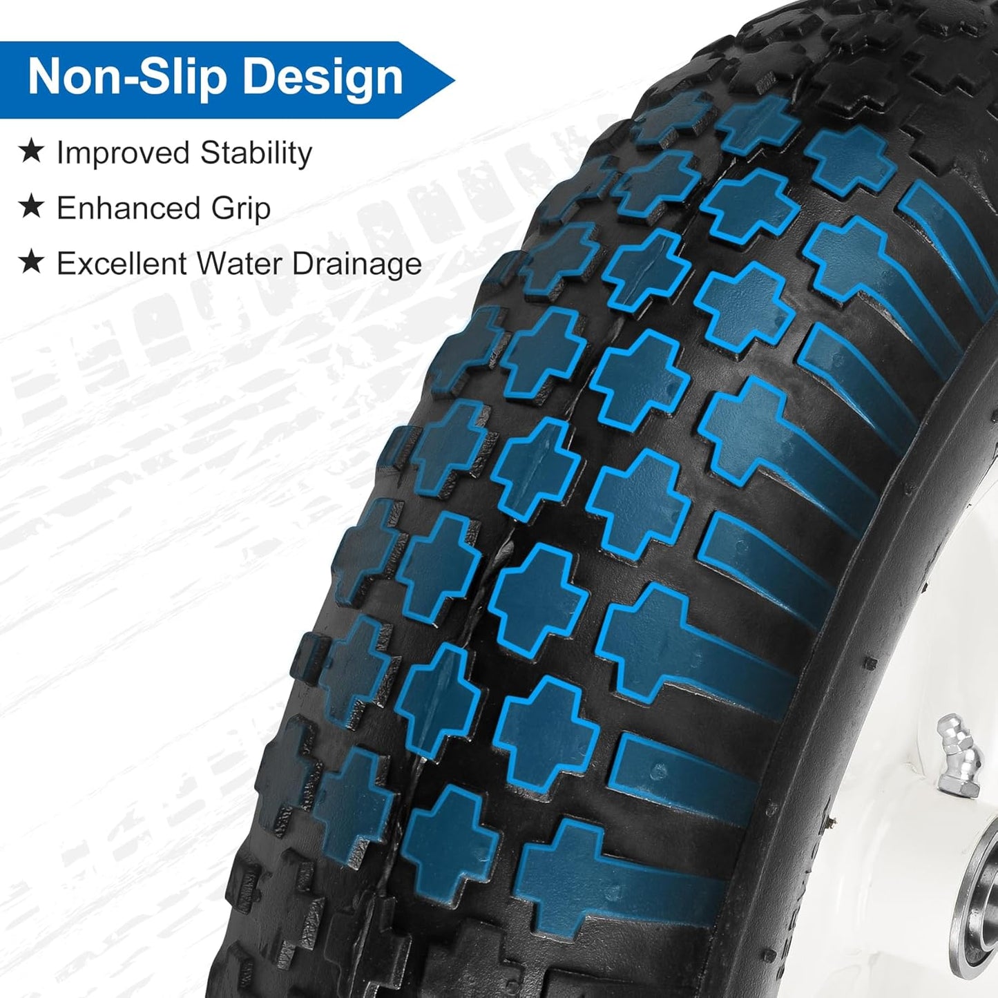 4.80/4.00-8" Wheelbarrow Tubed Tire and Wheel, 16" Universal Fit Pneumatic Tire with 3/4" or 5/8" Bearing, 3"-7" Hub, Adapter Kit Hand Truck Wheel Replacement for Garden Trailer, Wagons, 1 PCS
