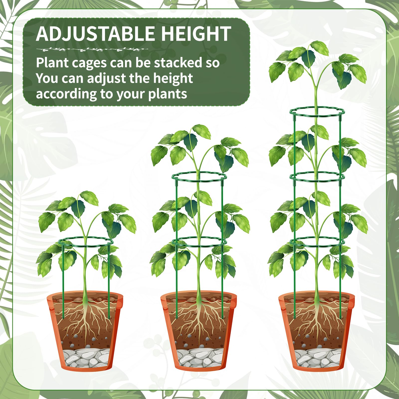 Moiggonoy 12 Pack Plant Support Stakes Sets - Versatile Plant Cages, Stackable Garden Flower