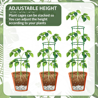 Moiggonoy 12 Pack Plant Support Stakes Sets - Versatile Plant Cages, Stackable Garden Flower