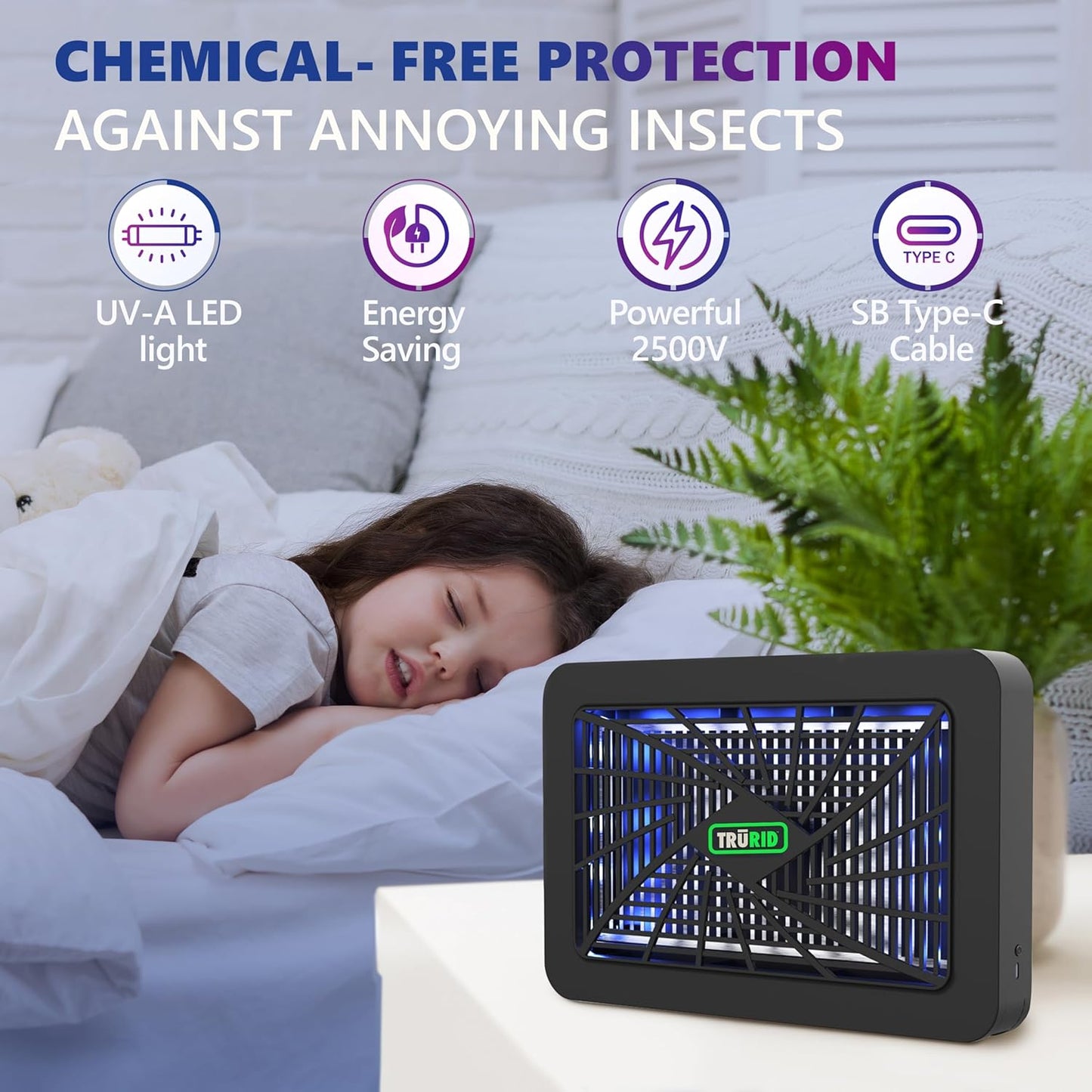 Bug Zapper Indoor, Electric Mosquito Zapper, Fly Traps (UV-A LED), Indoor Mosquito Killer, Effective Fly Zapper for Homes, Offices, and Patios