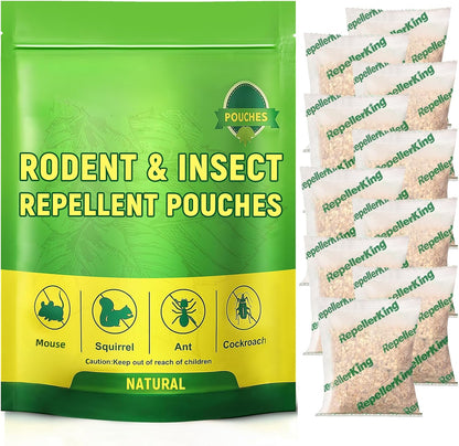 Extra-Strength Mouse and Rat Repellent Pouches, Strong Peppermint Oil Repellent for Mice Indoor/Outdoor, Natural Mouse Deterrent for House, Garden, Car, RV, Basement, Garage, Patio (10 Pack)