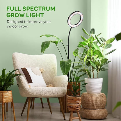 One Head Grow Lights for Indoor Plant Full Spectrum, Plant Lights for Indoor Growing with 3/9/12 Timer, 5 Dimmable Levels, Height Adjustable 16.5''-68", Strong Base for Large Plants