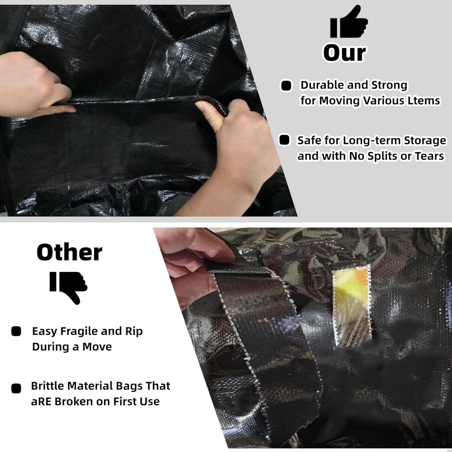 3 Pack 190L Storage Bags for Clothes, Moving Bags Heavy Duty Extra Large with Reinforced Handle, Storage Containers for Organizing Bedding, Blanket, Sheets, Pillows, Toys, Christmas Decorations