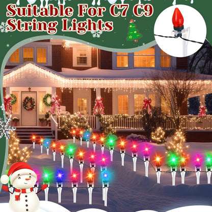 Jetec 400 Pieces Christmas Light Stakes Universal Yard Lawn Holiday 7.5 Inches Light Ground Stakes for C7 C9 String Lights Christmas Outdoor Lights Holders on Yards, Driveways (Clear)