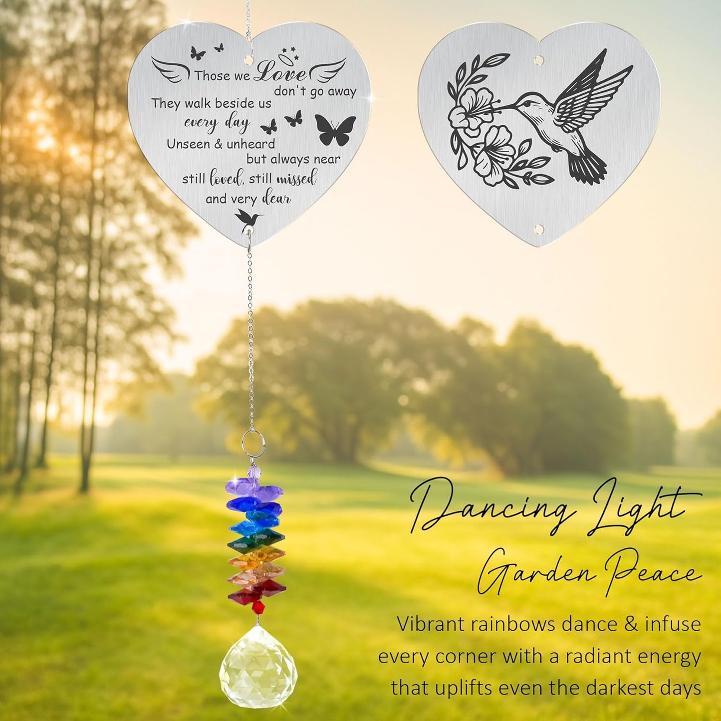 Memorial Suncatcher Ornament - Those we Love Don't go Away - Sympathy Gift for Loss of Loved One - Crystal Rainbow Maker - Bereavement Hanging Crystal Decor - Loss of Mom Dad Friend Pet