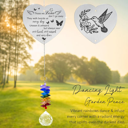 Memorial Suncatcher Ornament - Those we Love Don't go Away - Sympathy Gift for Loss of Loved One - Crystal Rainbow Maker - Bereavement Hanging Crystal Decor - Loss of Mom Dad Friend Pet