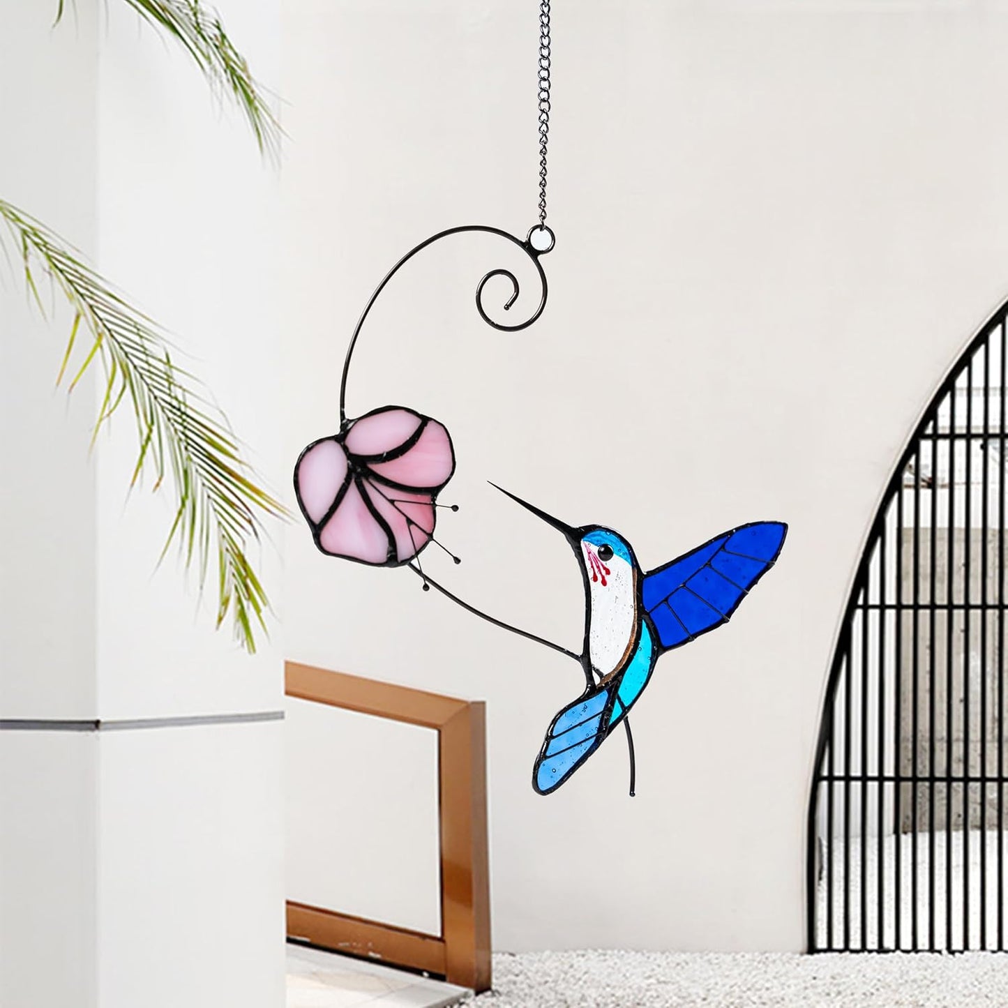 Handmade Hummingbird Stained Glass Suncatcher - Waterproof Outdoor Window & Garden Decor, Unique Gift with Suction Hooks for Home Holidays