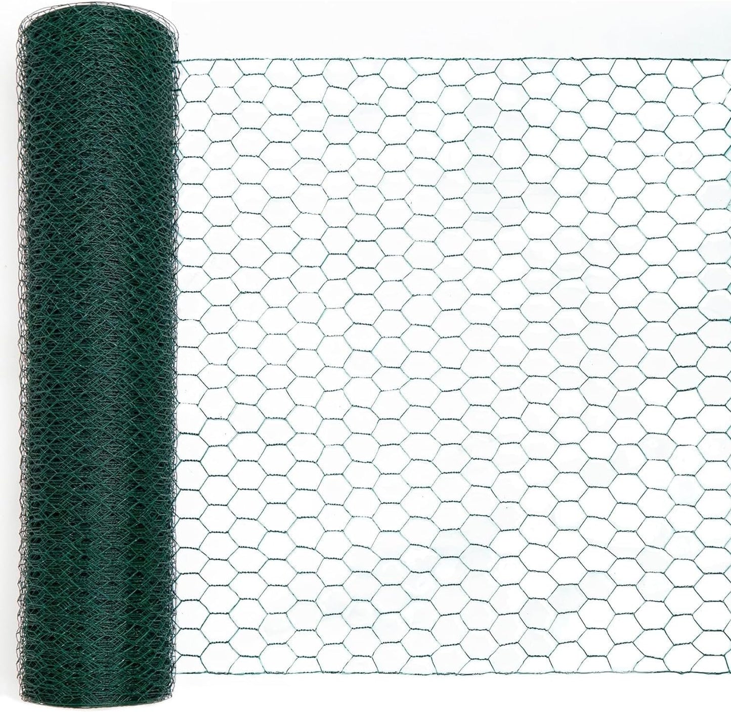 Green Chicken Wire 36 inch(H) x 50 ft(L), Anti-Rust Hexagonal Galvanized Metal Garden Netting for Floral Arrangements, PVC Coated Chicken Wire Coop for Crafts Plant Protector Pet Rabbits Fencing