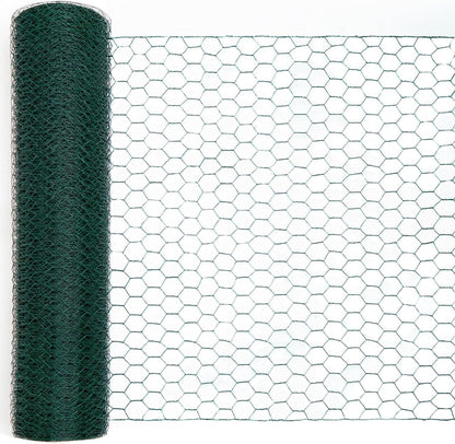 Green Chicken Wire 36 inch(H) x 50 ft(L), Anti-Rust Hexagonal Galvanized Metal Garden Netting for Floral Arrangements, PVC Coated Chicken Wire Coop for Crafts Plant Protector Pet Rabbits Fencing