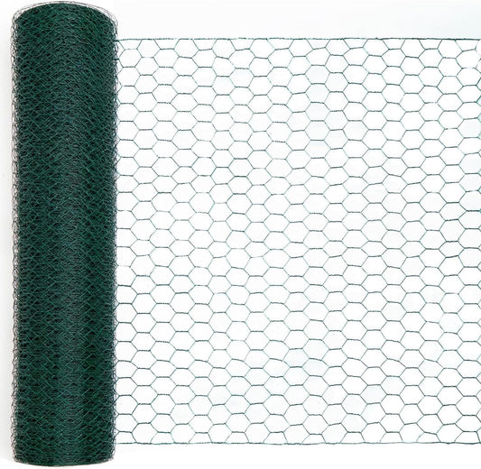 Green Chicken Wire 36 inch(H) x 50 ft(L), Anti-Rust Hexagonal Galvanized Metal Garden Netting for Floral Arrangements, PVC Coated Chicken Wire Coop for Crafts Plant Protector Pet Rabbits Fencing