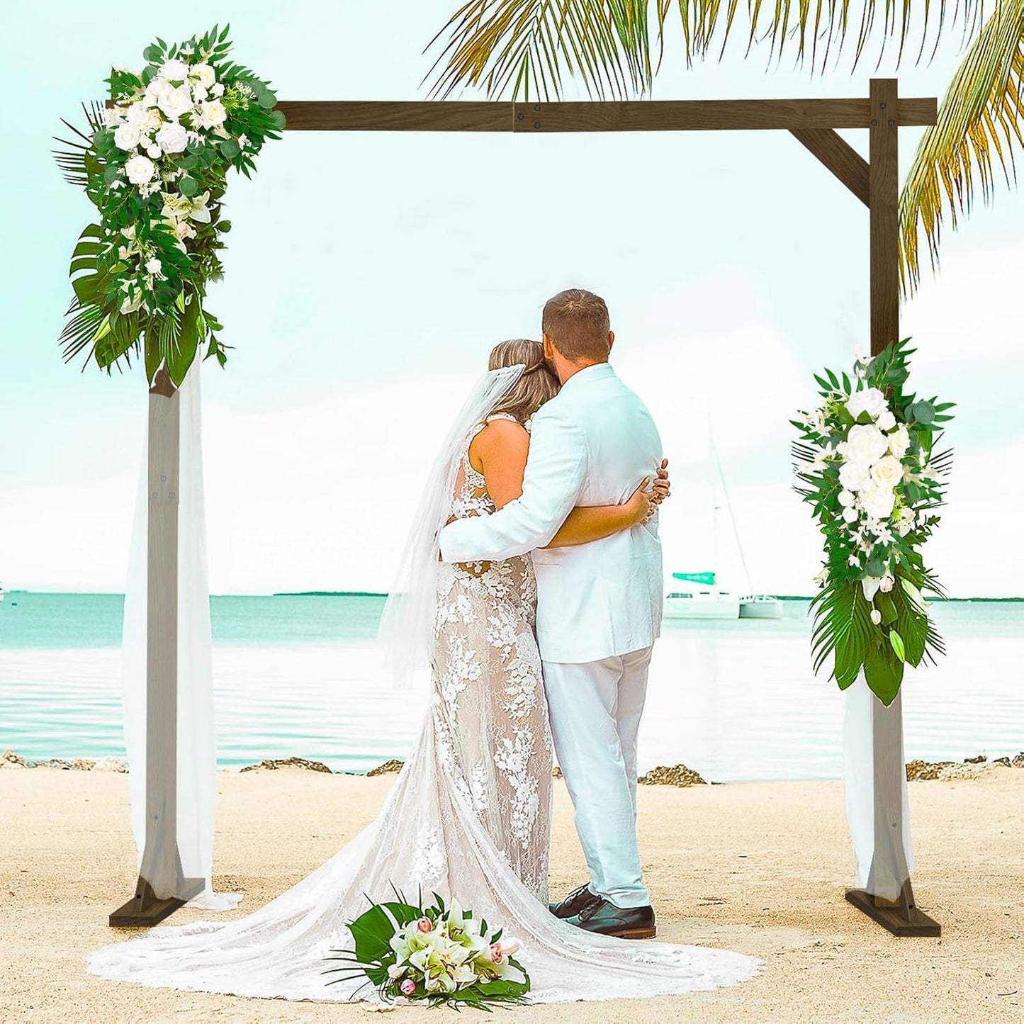 Wooden/Wood Arch 7.2FT for Wedding Ceremony, Arbor Backdrop Stand for Garden Parties, Indoor, Outdoor, Autumn Theme, Rustic Decorations