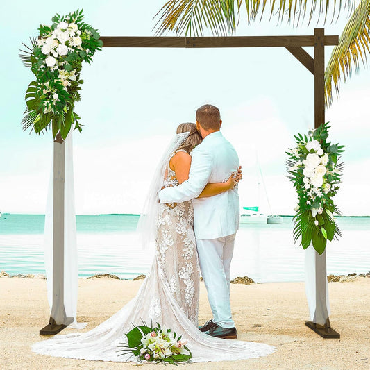 Wooden/Wood Arch 7.2FT for Wedding Ceremony, Arbor Backdrop Stand for Garden Parties, Indoor, Outdoor, Autumn Theme, Rustic Decorations