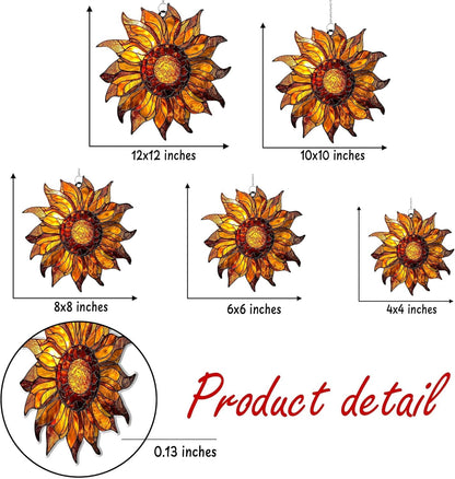 Radiant Sunflower Acrylic Suncatcher Stained Glass Effect Window Car Hanging Christmas Ornament Outdoor Indoor Decor Garden Sun Catcher Panel for Sunflower Lover for Women Mom Grandma