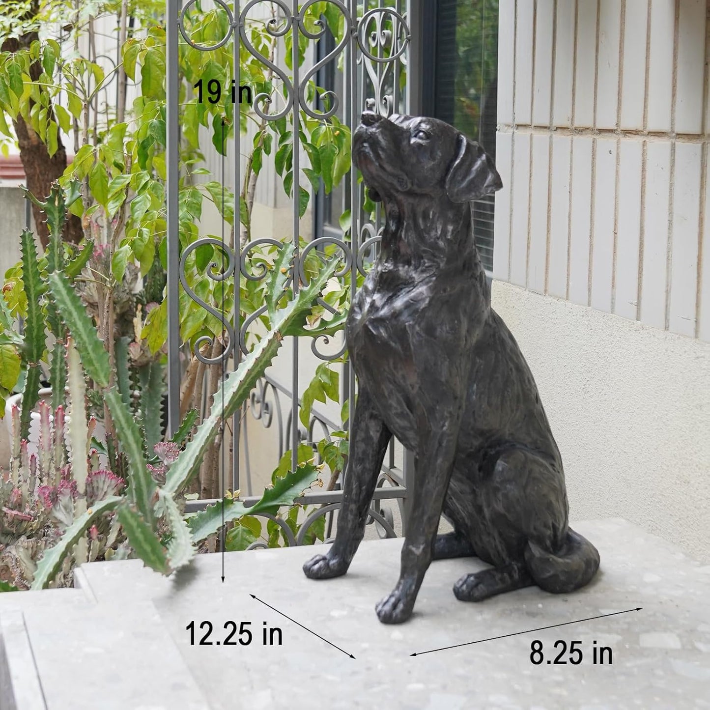 Garden Statue Outdoor Decorations Dog-Figurine – 19inch Black Labrador décor Sculpture Sitting Statue Resin Sculpture for Patio Lawn Yard Porch Garden 12.25L*8.25W*19H