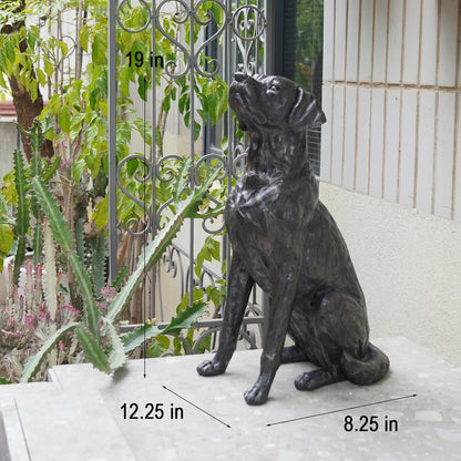 Garden Statue Outdoor Decorations Dog-Figurine – 19inch Black Labrador décor Sculpture Sitting Statue Resin Sculpture for Patio Lawn Yard Porch Garden 12.25L*8.25W*19H