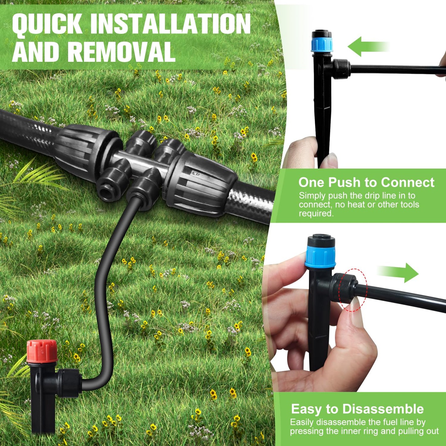 TJJFMM 230FT Drip Irrigation System for Garden with 40 Nozzles & Emitters, Garden Watering System