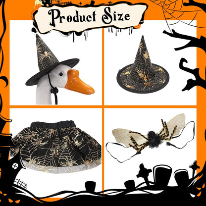 Halloween Porch Goose Outfits, Spider Goose Costume Yard Geese Statue Clothes for 23" Statue Patio Lawn Garden Decoration（Spider）