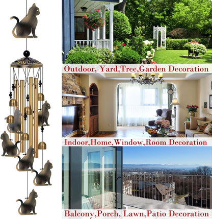 Bronze Cats Wind Chimes Decor, Mobile Blessing Wind Bells Decorate, Sympathy Wind Catcher, Memorial Gifts for Mom,Grandma,Woman (Housewarming/Outside/Indoor/Home/Room/Porch/Yard/Garden Decoration)