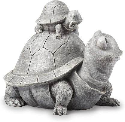 Roman Garden - Turtle and Baby Statue, 7" H, Pudgy Pals Collection, Resin and Dolomite, Decorative, Garden Gift, Home Outdoor Decor, Durable, Long Lasting